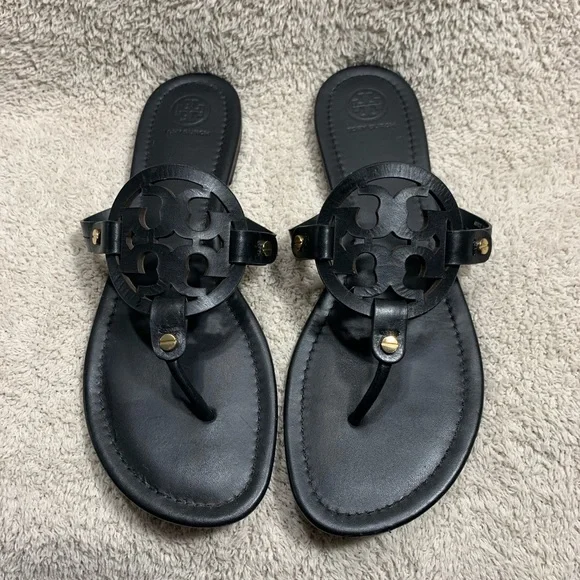 Tory Burch Black Leather Sandals - Picture 3 of 10